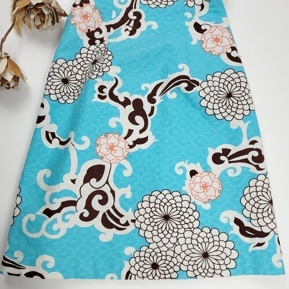 Trina Turk Turquoise Brown Floral Sundress Sz 2 - Picture 3 of 14